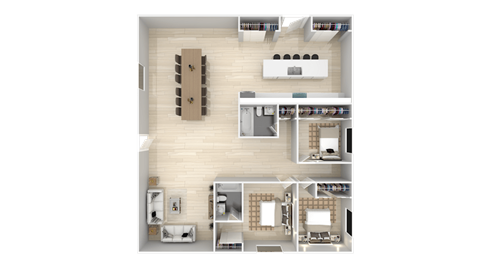 Floor plan for 3 beds, 2 baths, 1194 sqft